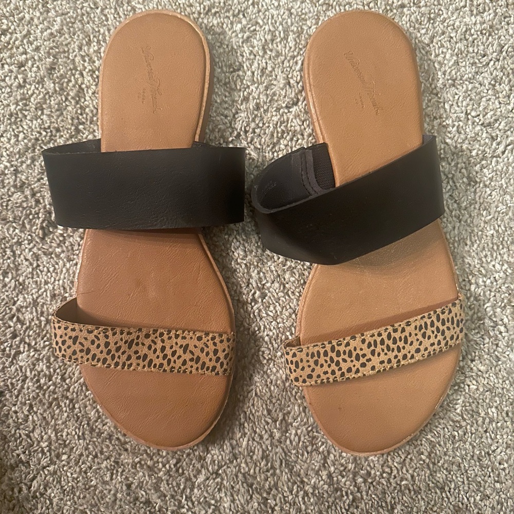 Women’s Black and Leopard Print Sandals